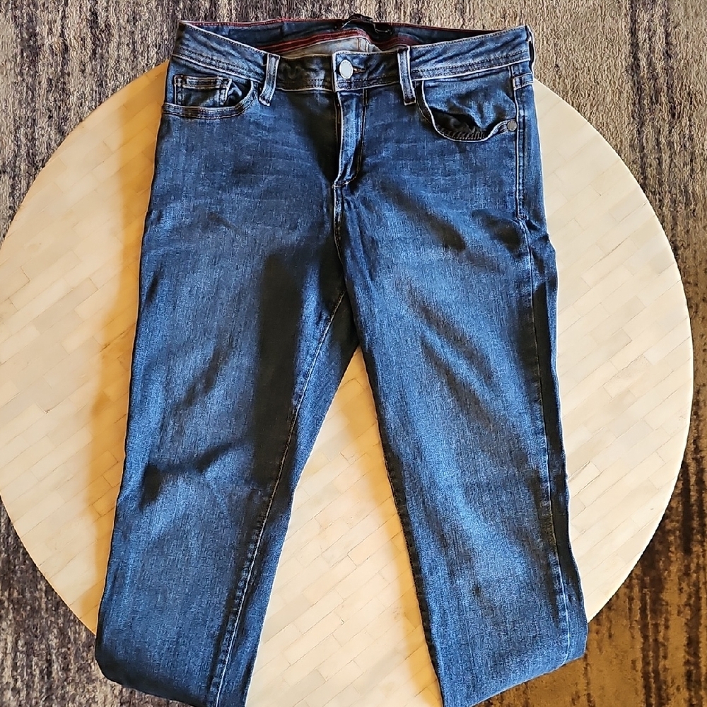 Straight Leg Women's Jeans - Dark Blue